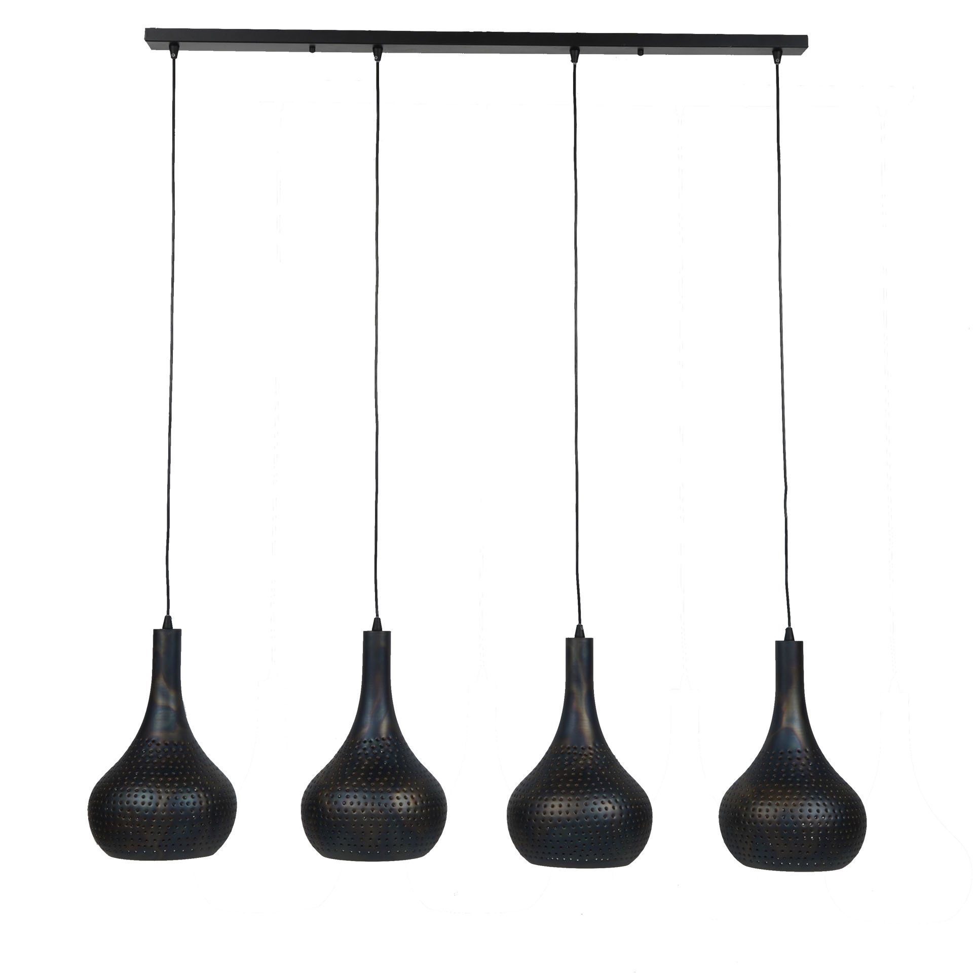Hanglamp Punch Kegel Zwart Bruin - 4 lampen - Afbeelding 5