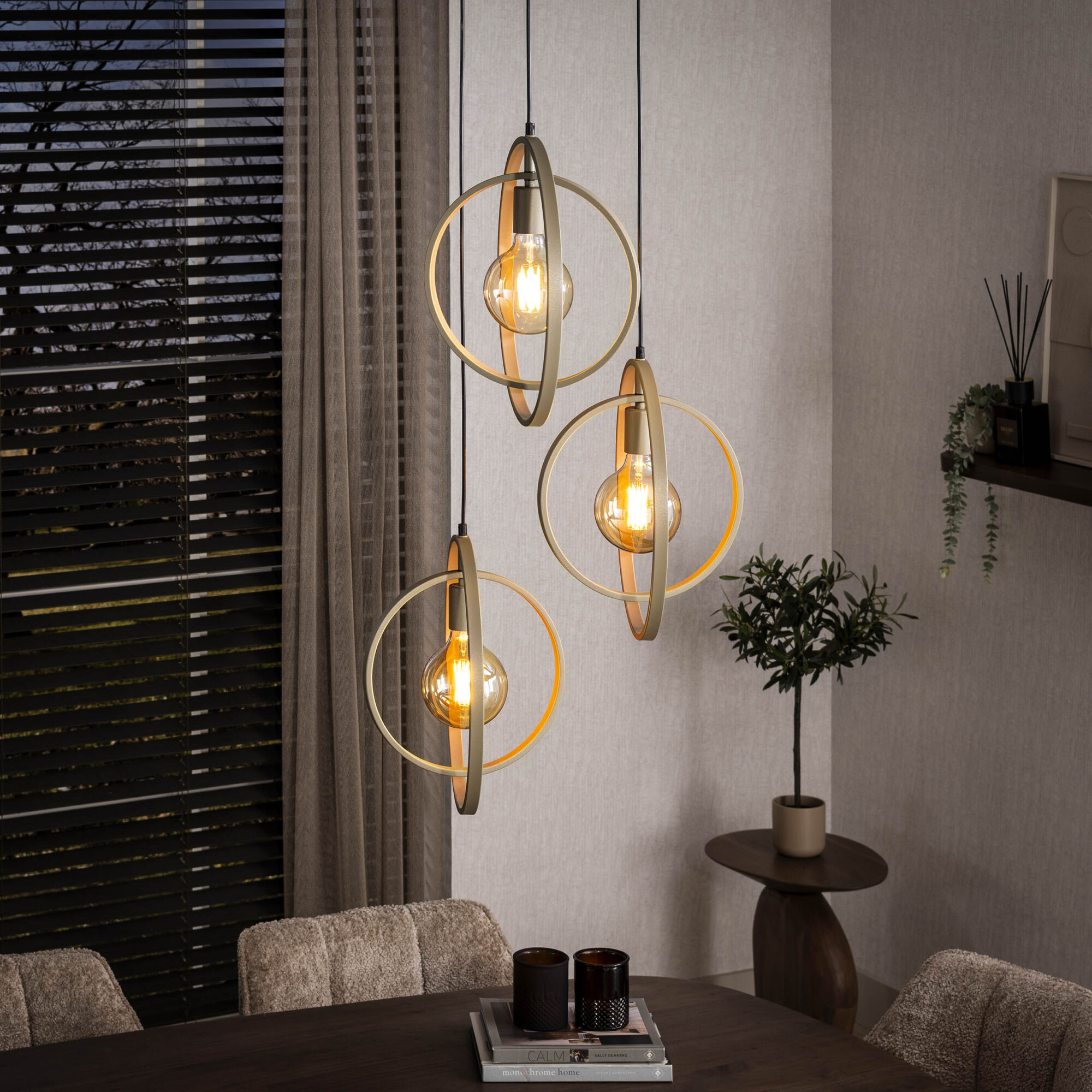 Hanglamp Turn Around Getrapt - 3 lampen - Beige