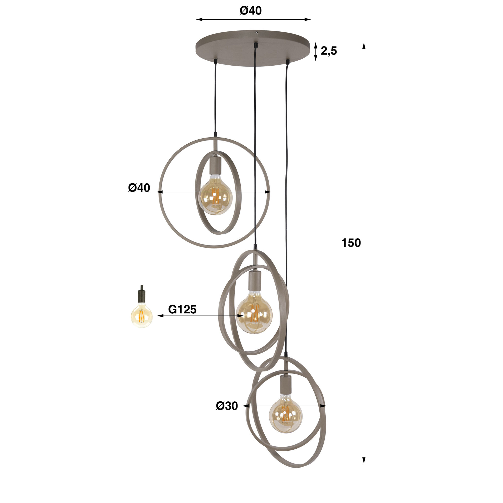Hanglamp Turn Around Getrapt - 3 lampen - Beige - Afbeelding 7