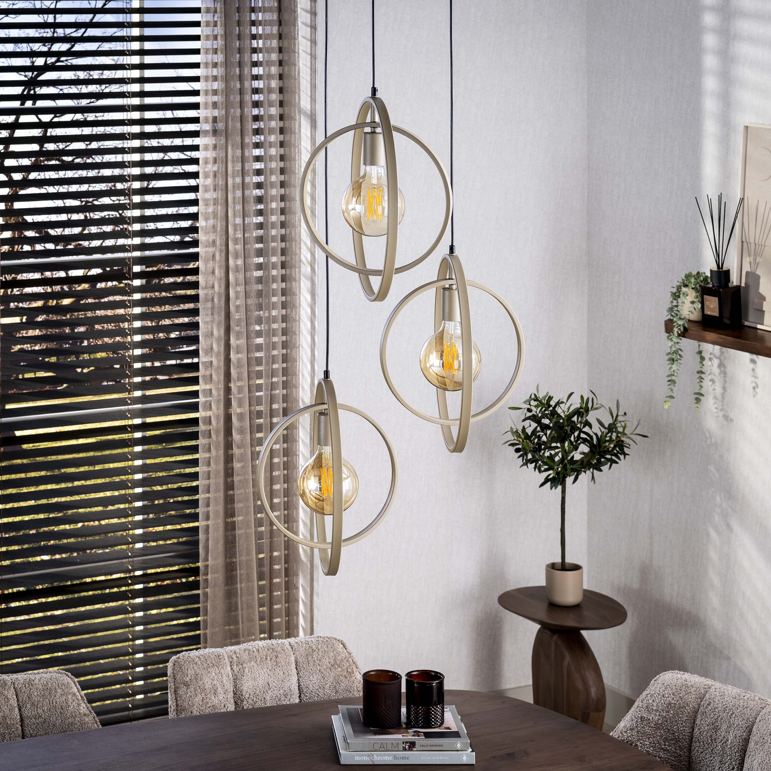 Hanglamp Turn Around Getrapt - 3 lampen - Beige - Afbeelding 2
