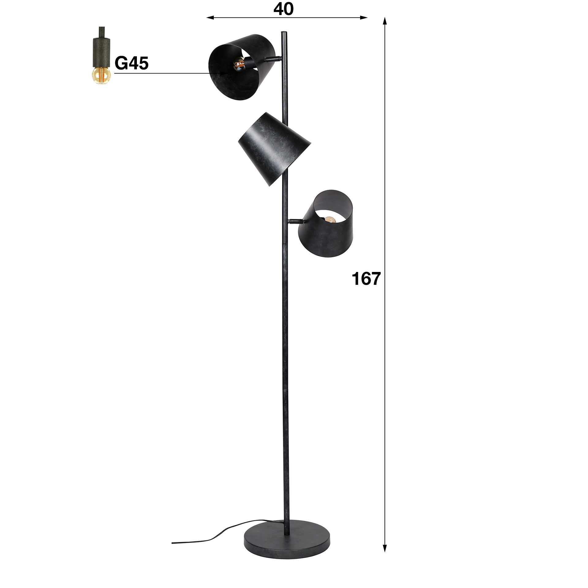 Vloerlamp Kinetic - 3 lampen - Afbeelding 4