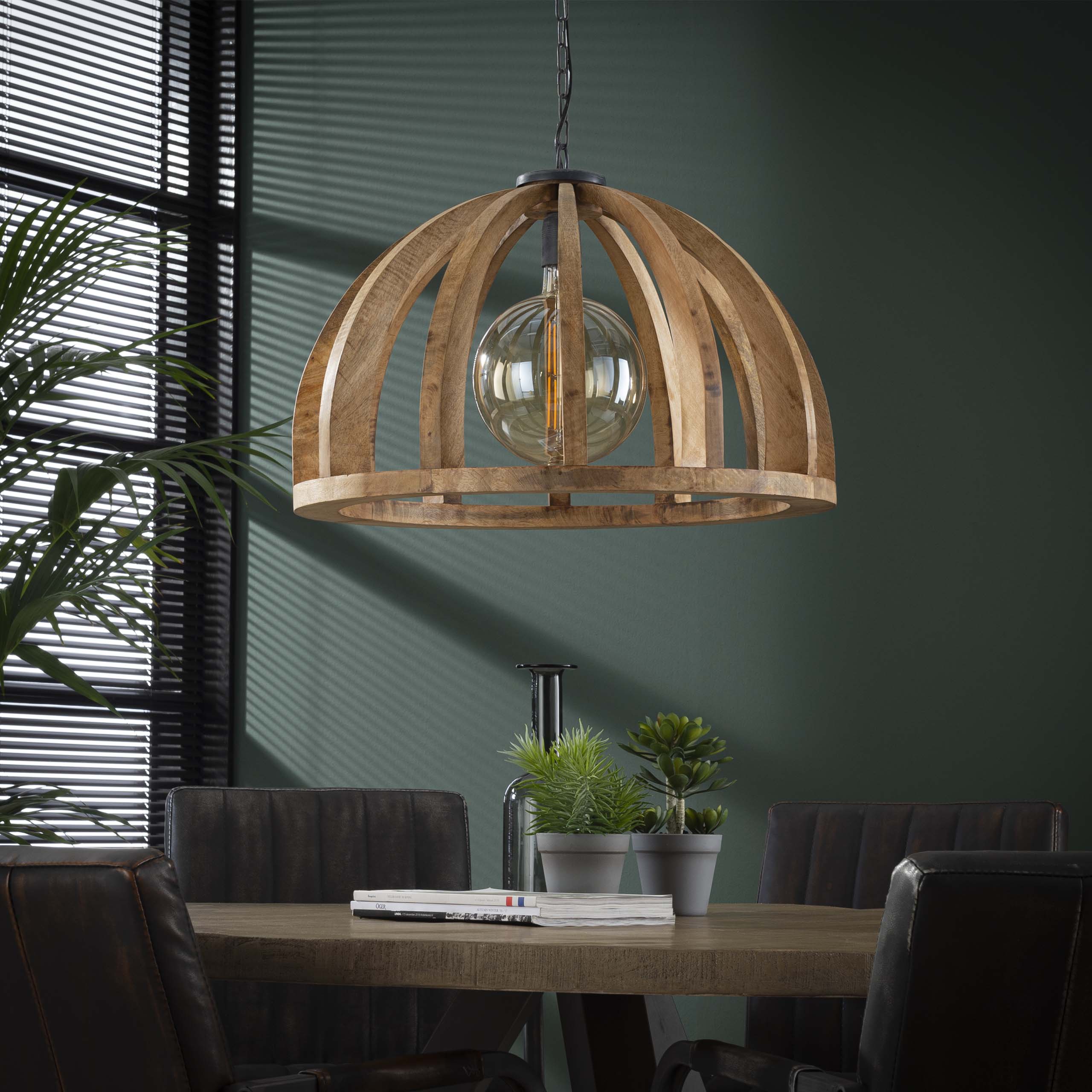 Hanglamp Launch Gebogen Spijlen Mangohout - 1 lamp - Afbeelding 2