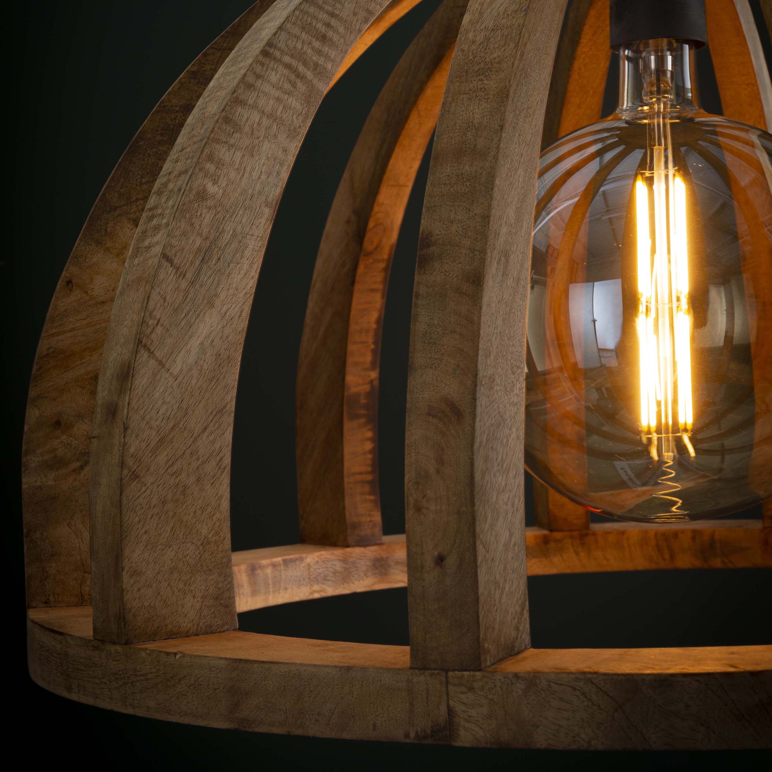 Hanglamp Launch Gebogen Spijlen Mangohout - 1 lamp - Afbeelding 3