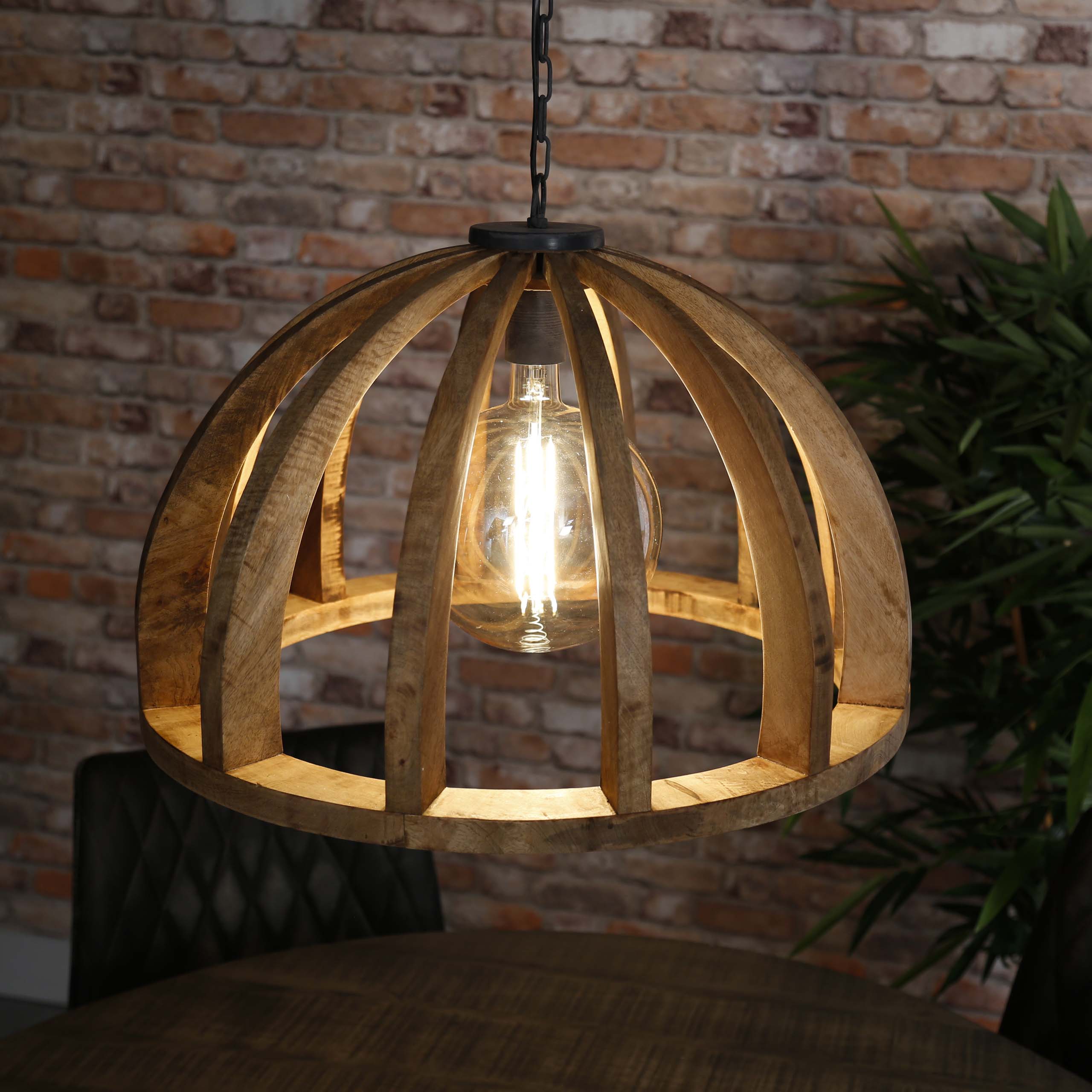 Hanglamp Launch Gebogen Spijlen Mangohout - 1 lamp - Afbeelding 5