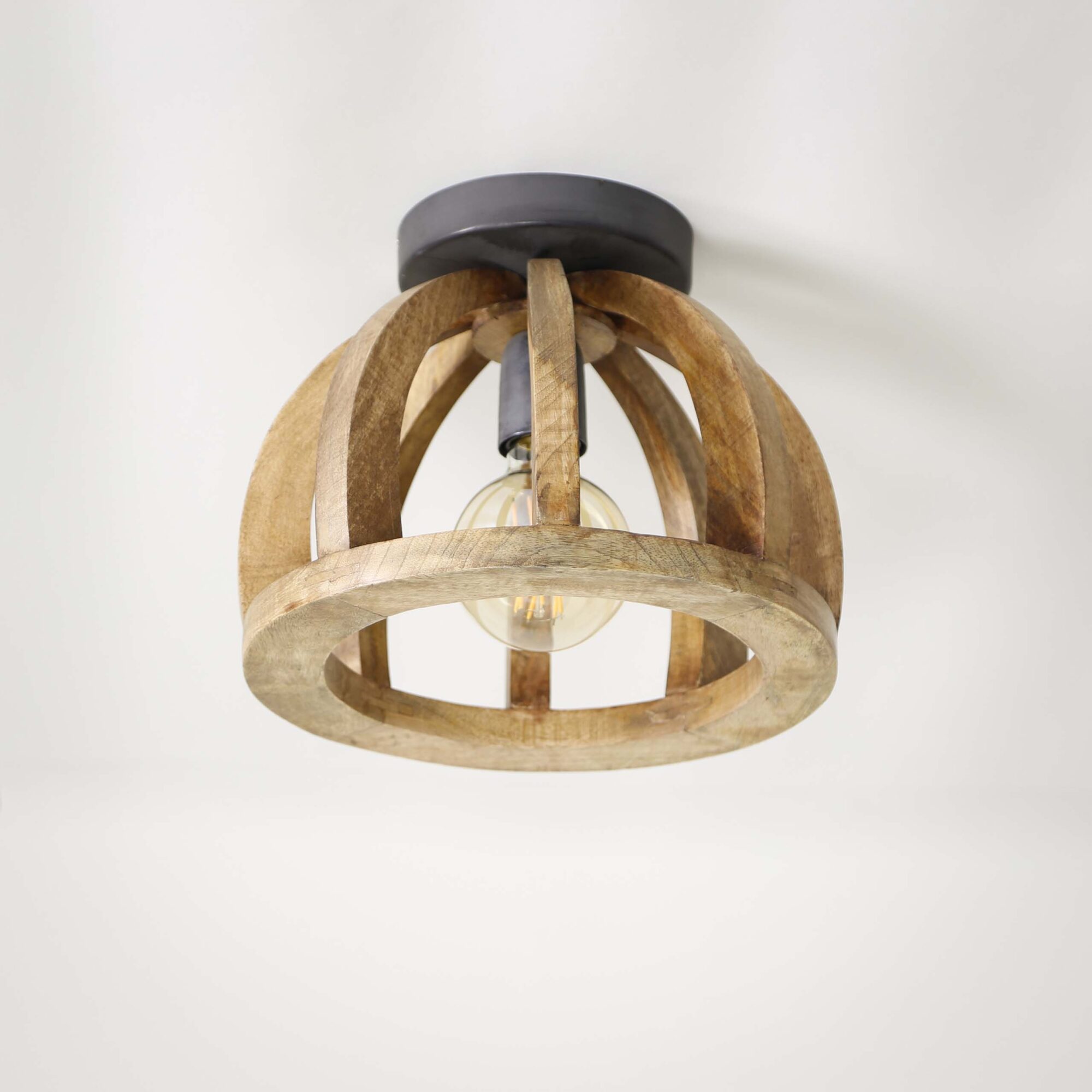 Plafondlamp Launch Gebogen spijlen Mangohout - 1 lamp - Afbeelding 2