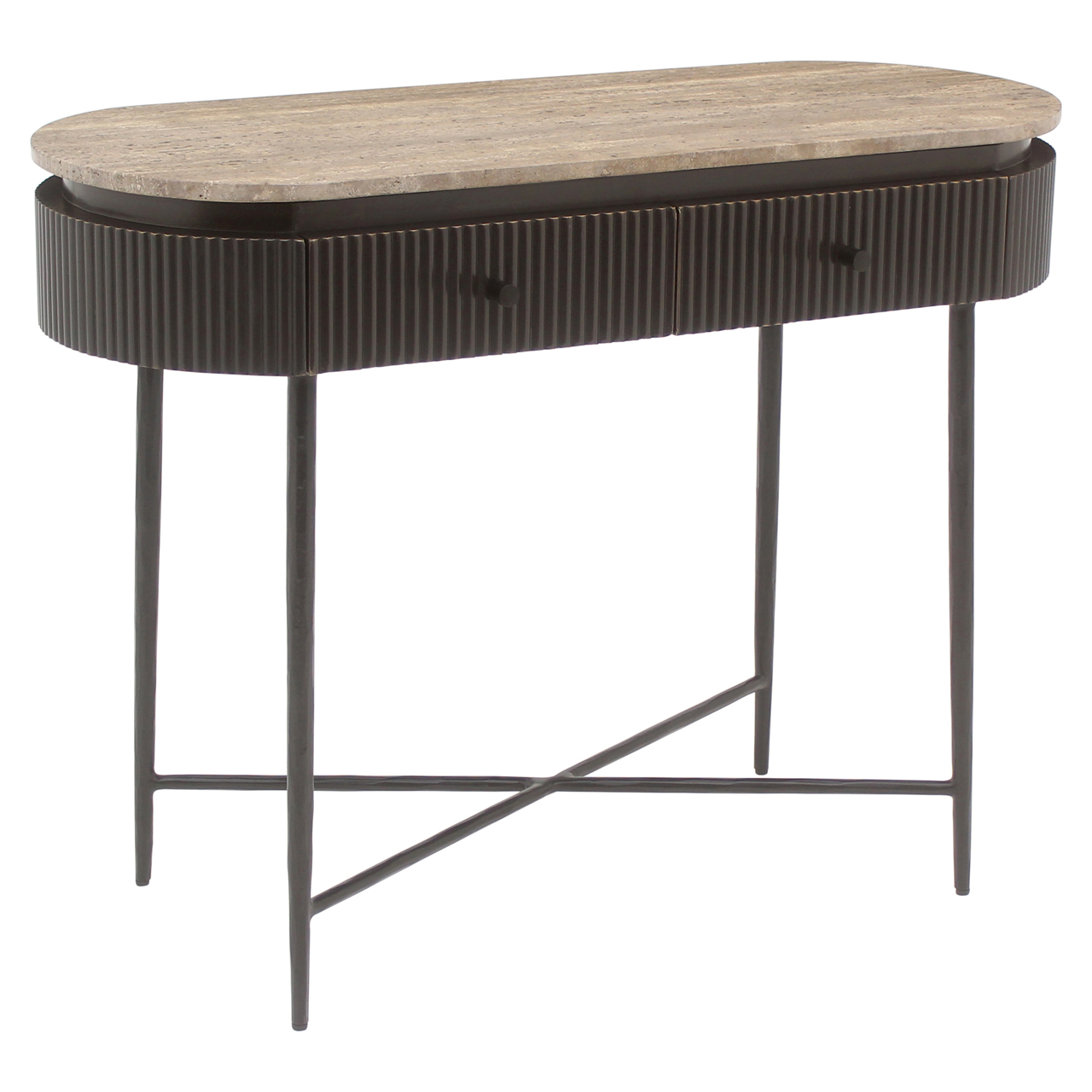 Sidetable Russo Travertin en brass 100cm