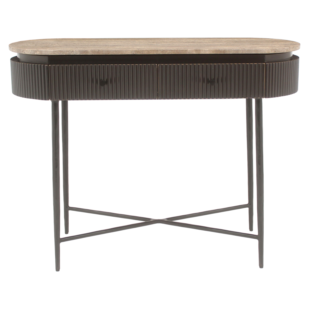 Sidetable Russo Travertin en brass 100cm - Afbeelding 3