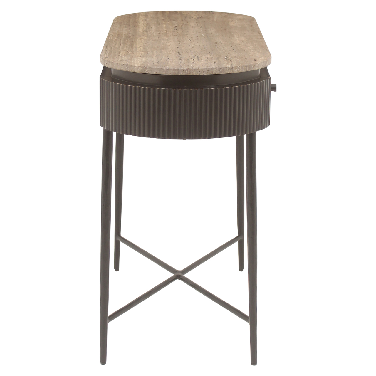 Sidetable Russo Travertin en brass 100cm - Afbeelding 4
