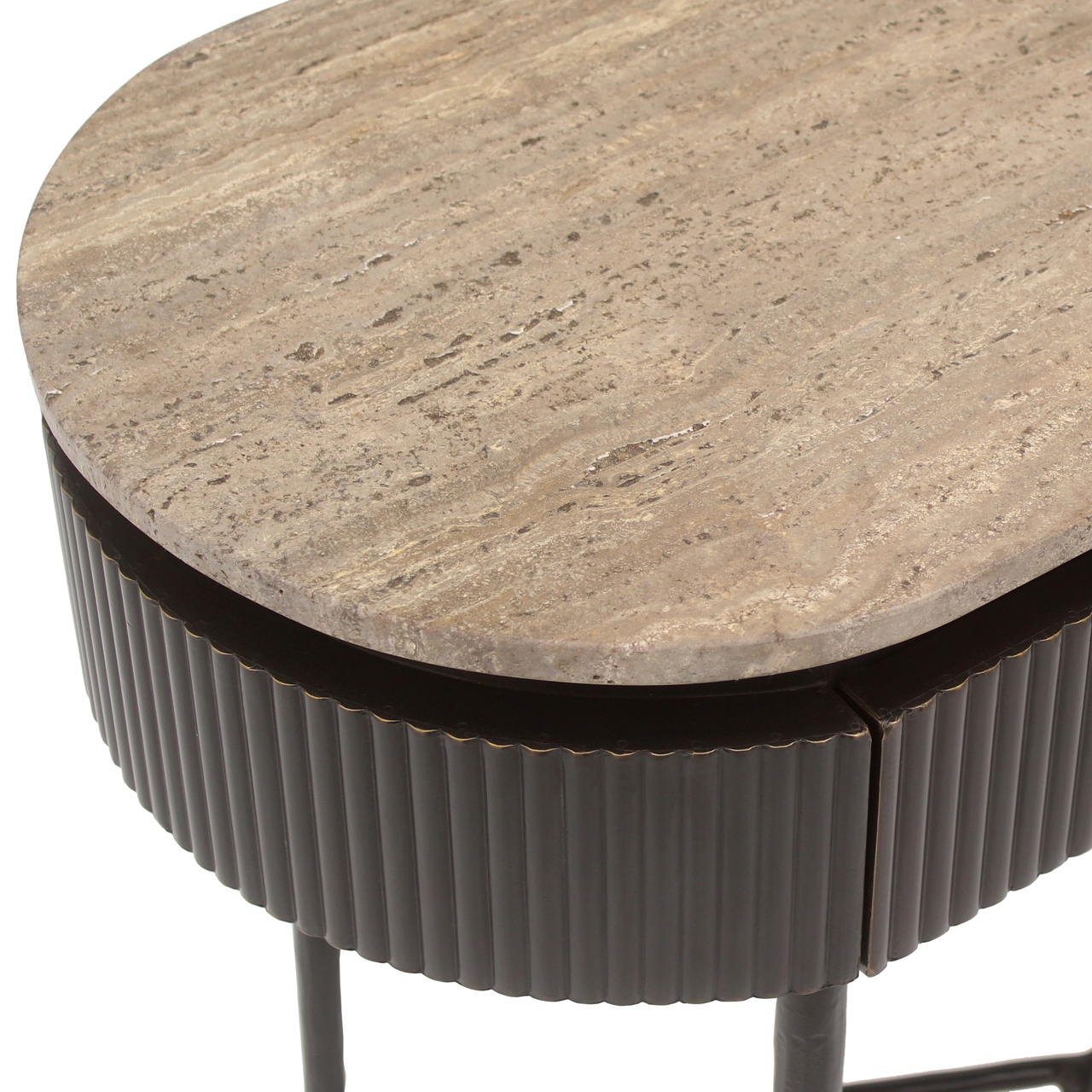 Sidetable Russo Travertin en brass 100cm - Afbeelding 5
