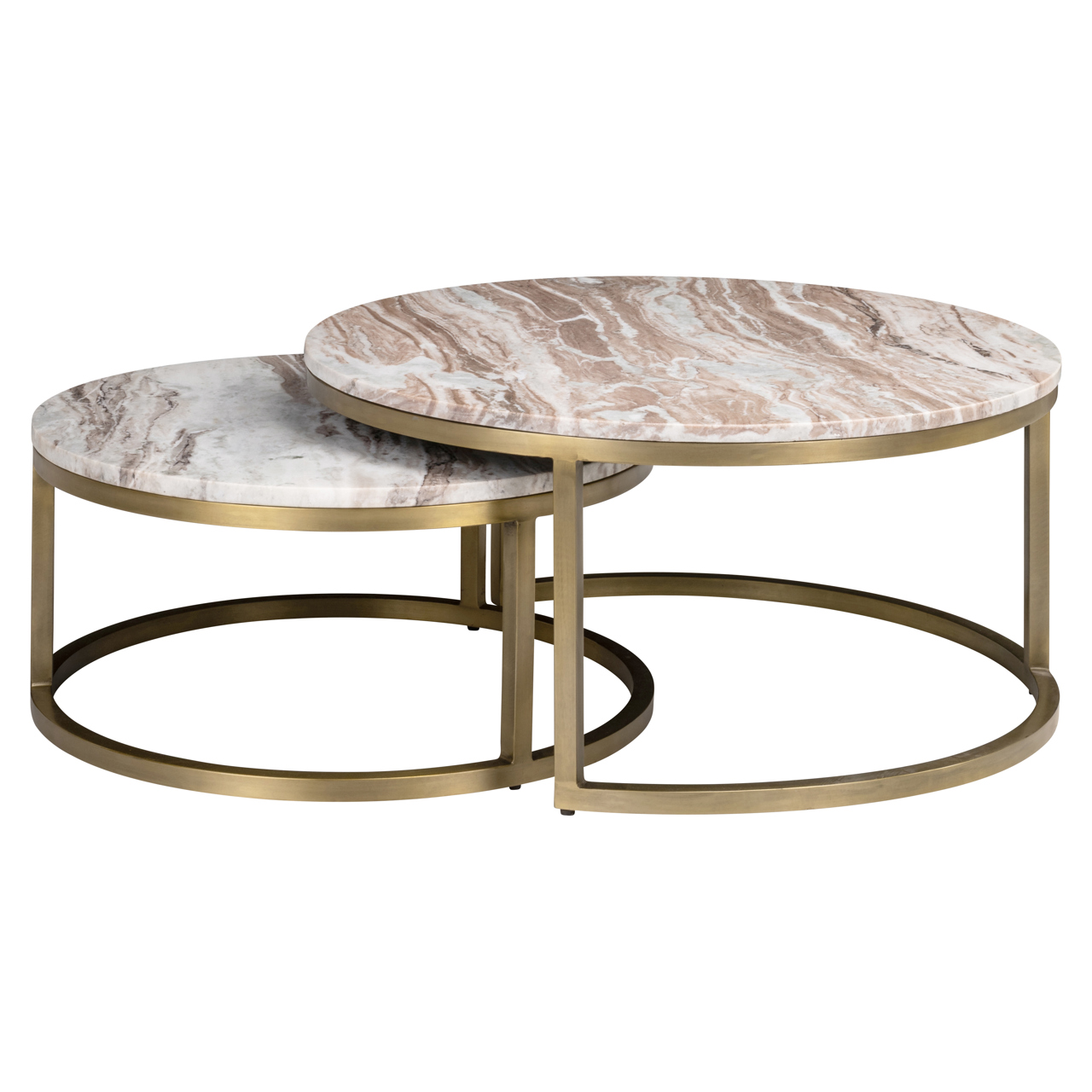 Ronde Salontafel Bottega Marmer - Beige - Set van 2 stuks - Afbeelding 2