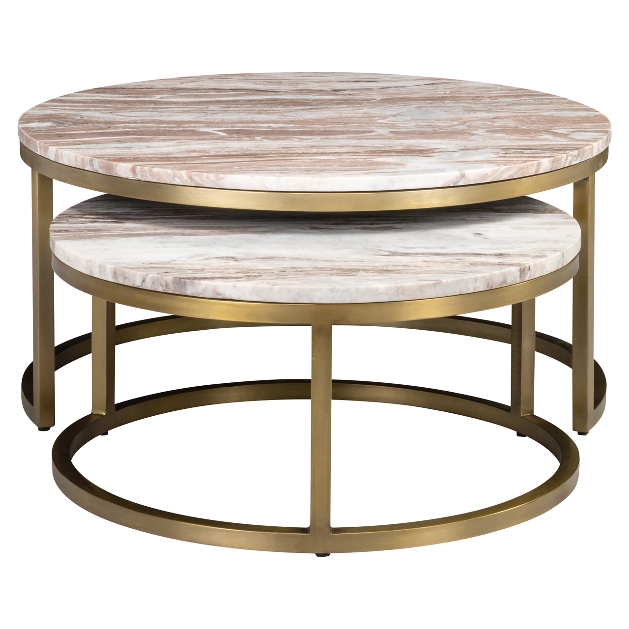 Ronde Salontafel Bottega Marmer - Beige - Set van 2 stuks - Afbeelding 3
