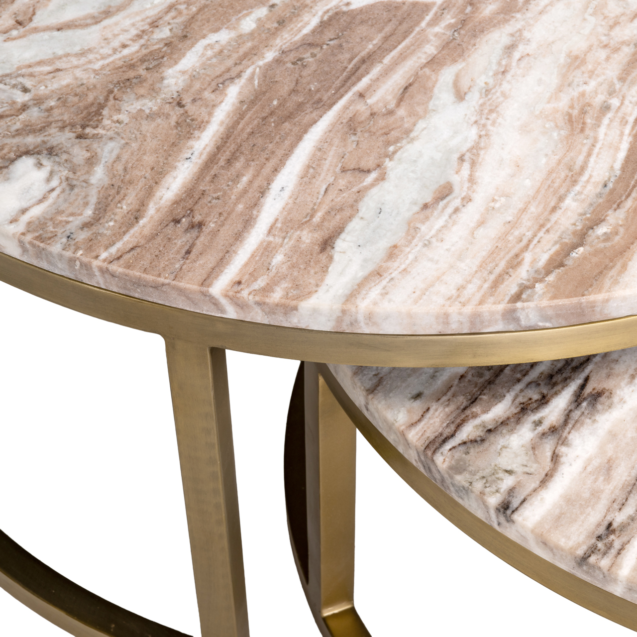 Ronde Salontafel Bottega Marmer - Beige - Set van 2 stuks - Afbeelding 6