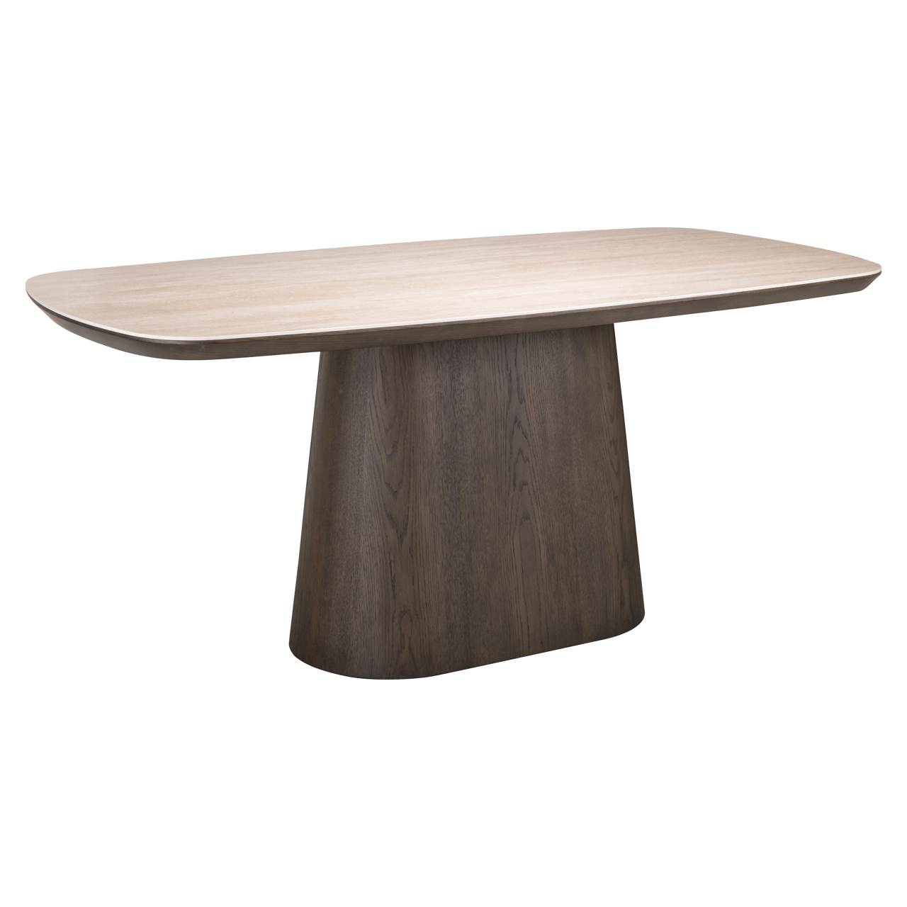 Deens Ovale Eettafel Ritz Travertin en Eiken - Bruin 200cm
