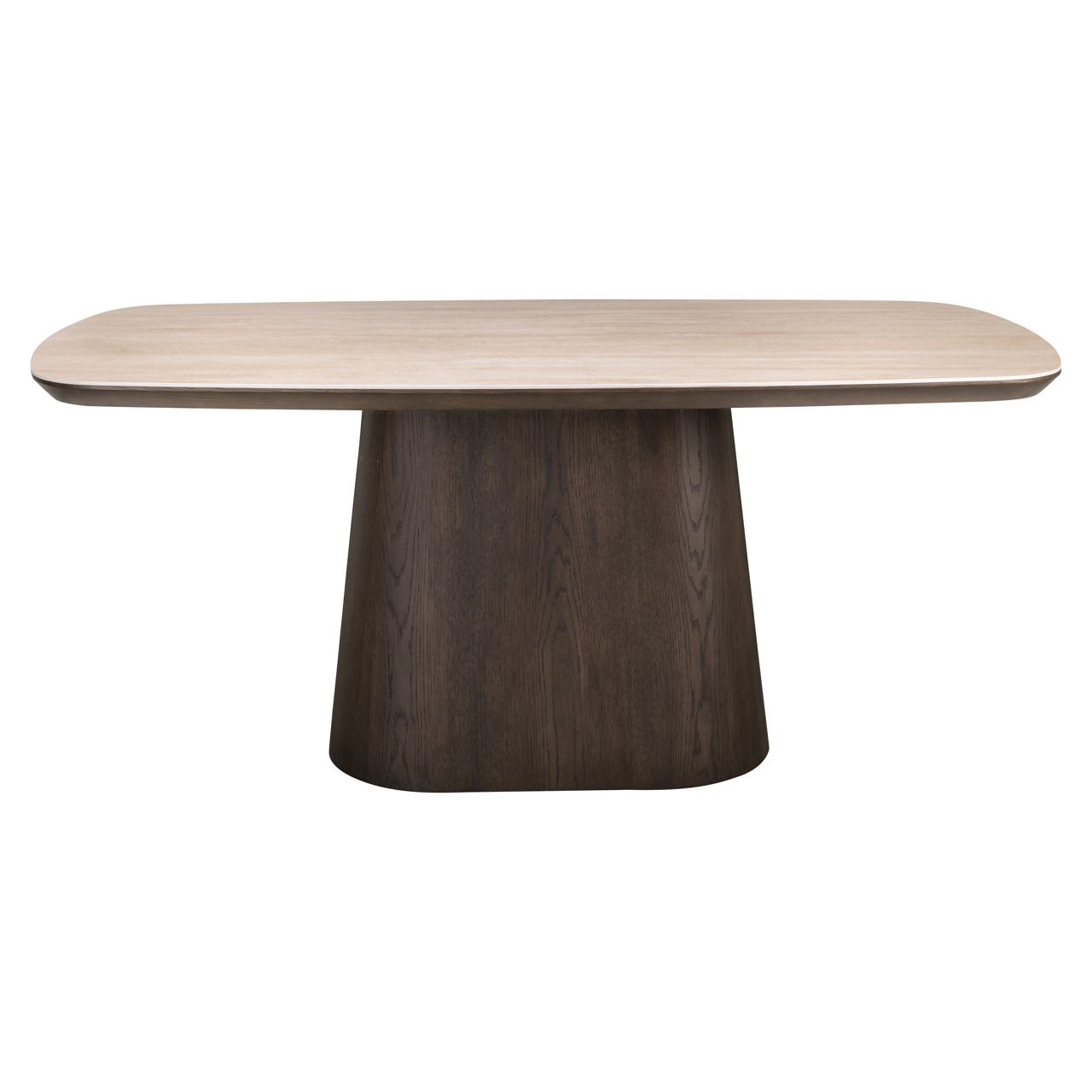 Deens Ovale Eettafel Ritz Travertin en Eiken - Bruin 200cm - Afbeelding 2