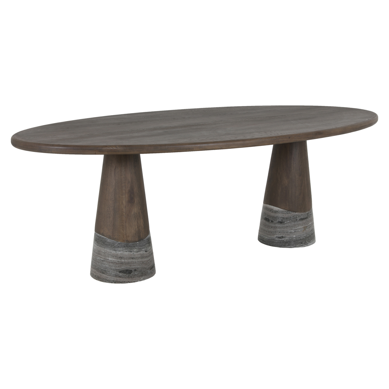 Ovale Eettafel Harper Eikenhout en Marmer - Charchoal 230cm