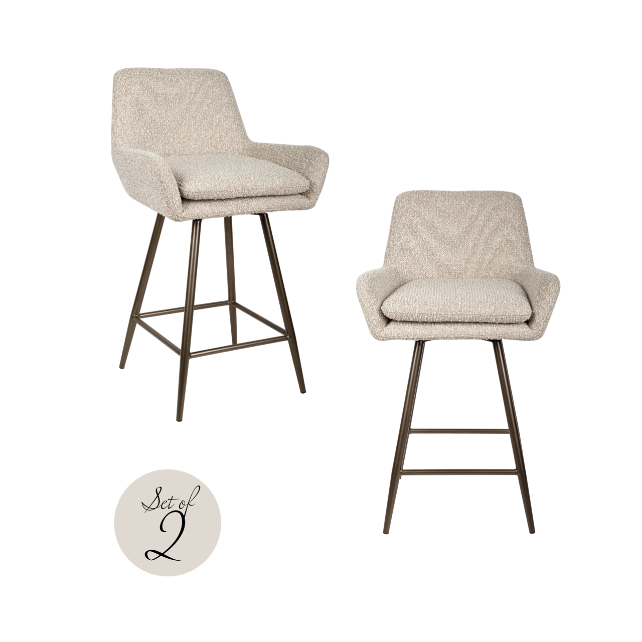 Draaibare Barstoel Linsey Naturel- (zithoogte 68cm )