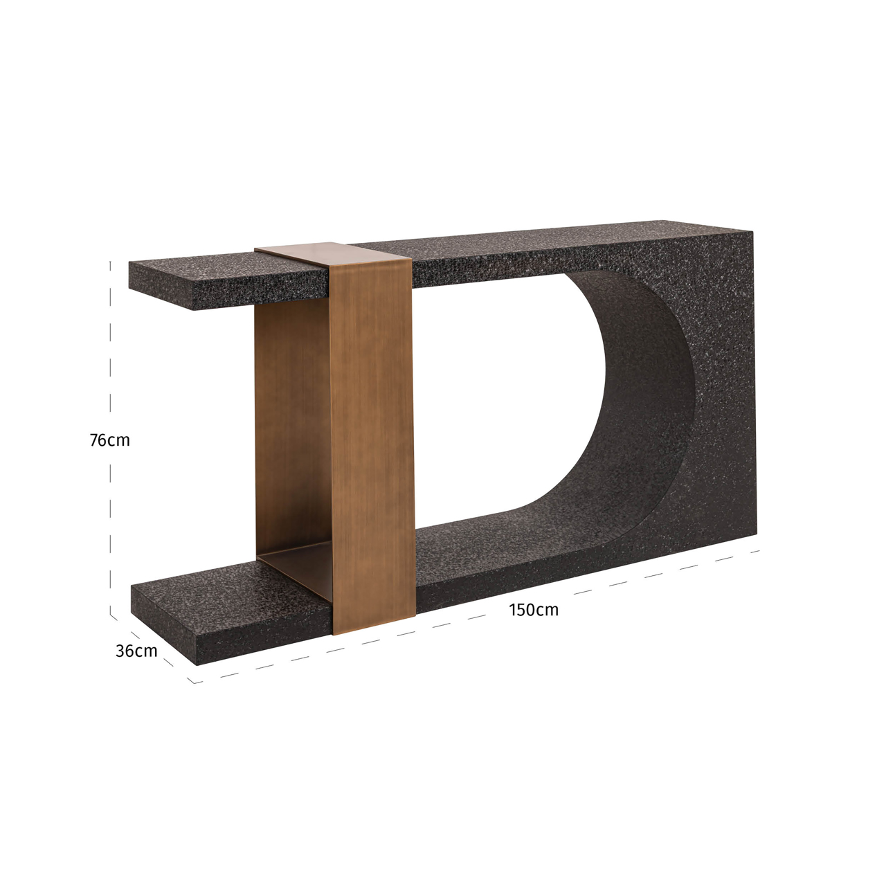 Sidetable Bazel 150cm Zwart/Goud - Afbeelding 4