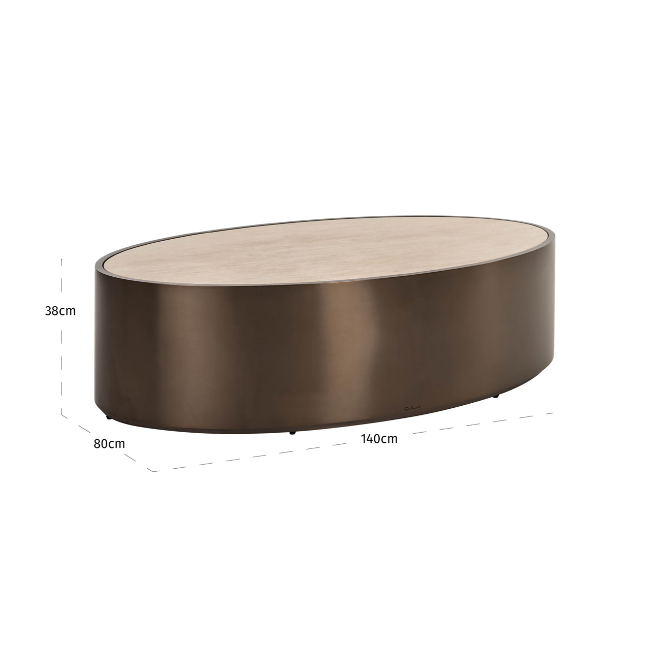 Ovale Salontafel Bonanza Marmerlook, 140 x 80cm - Afbeelding 5