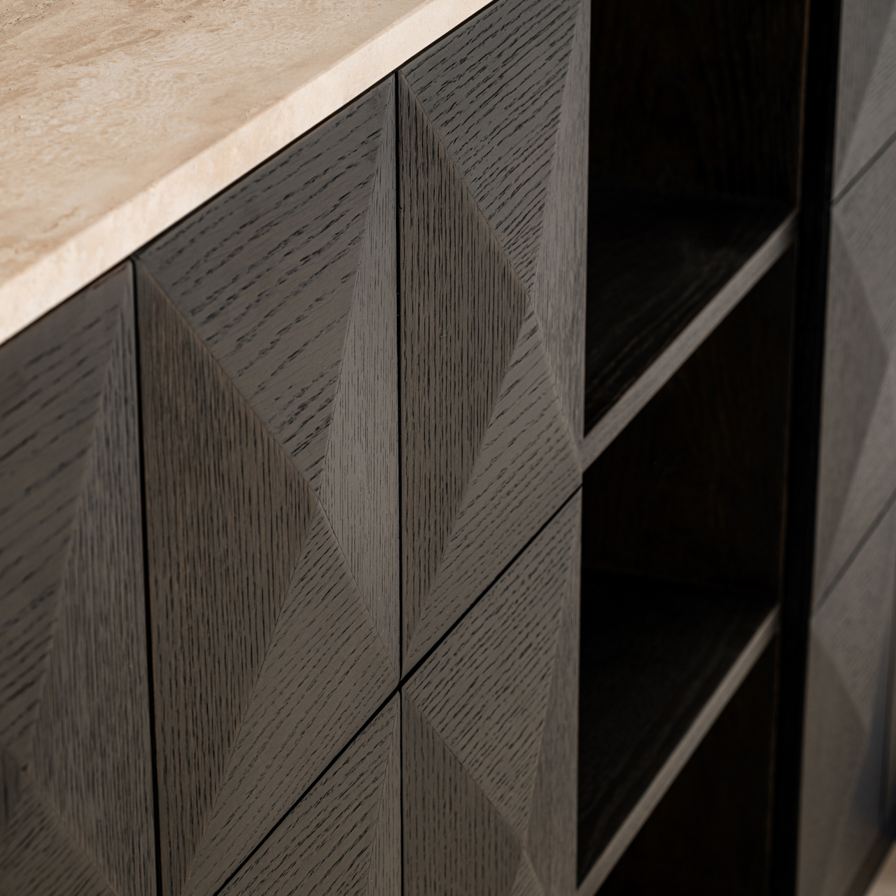 Dressoir Claremont Eiken en travertin 225cm - Afbeelding 5