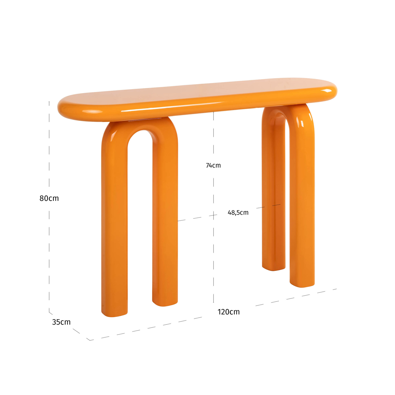Sidetable Rascal 120cm - Oranje - Afbeelding 5