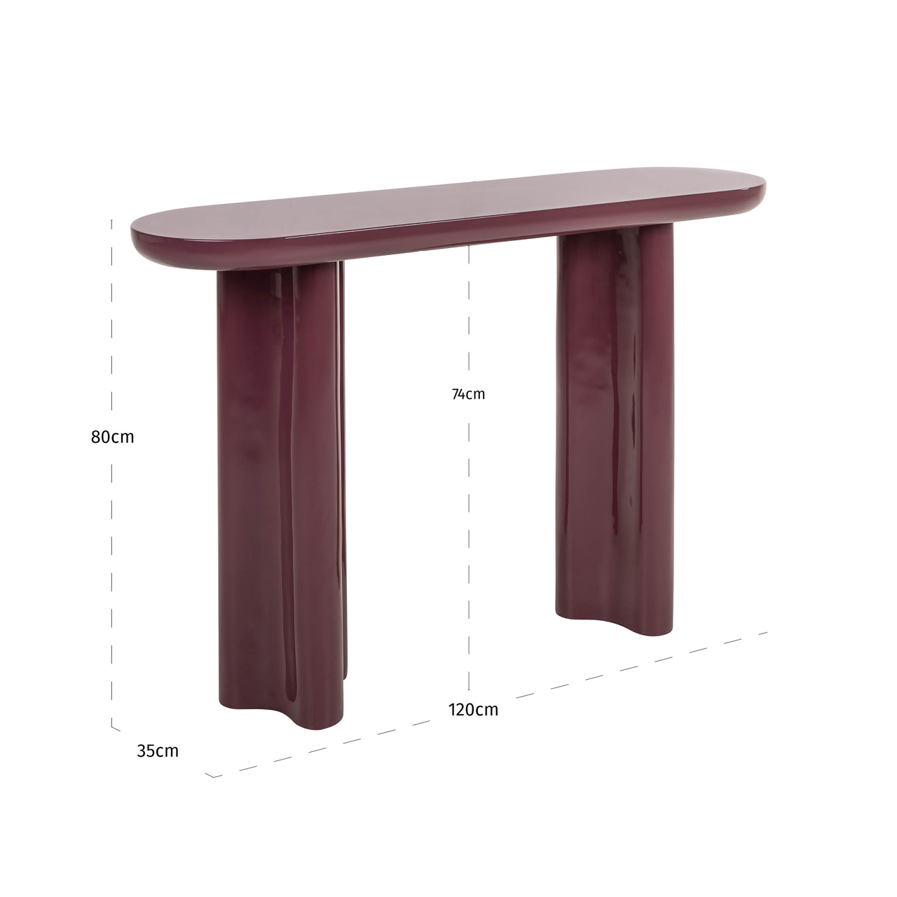 Sidetable Sunny 120cm Burgundy - Afbeelding 5
