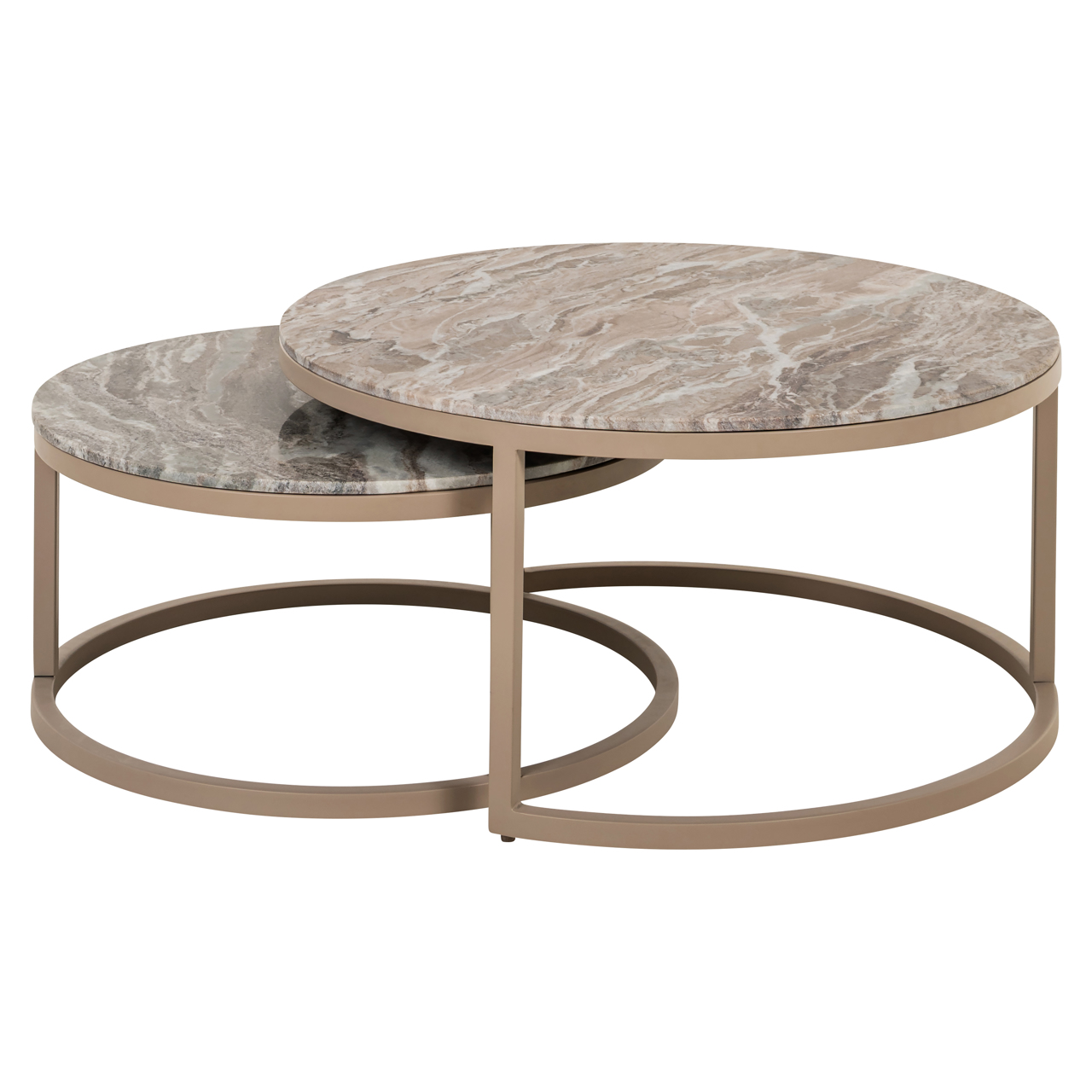 Ronde Salontafel Fairfax Marmer Set van 2 stuks - Afbeelding 2
