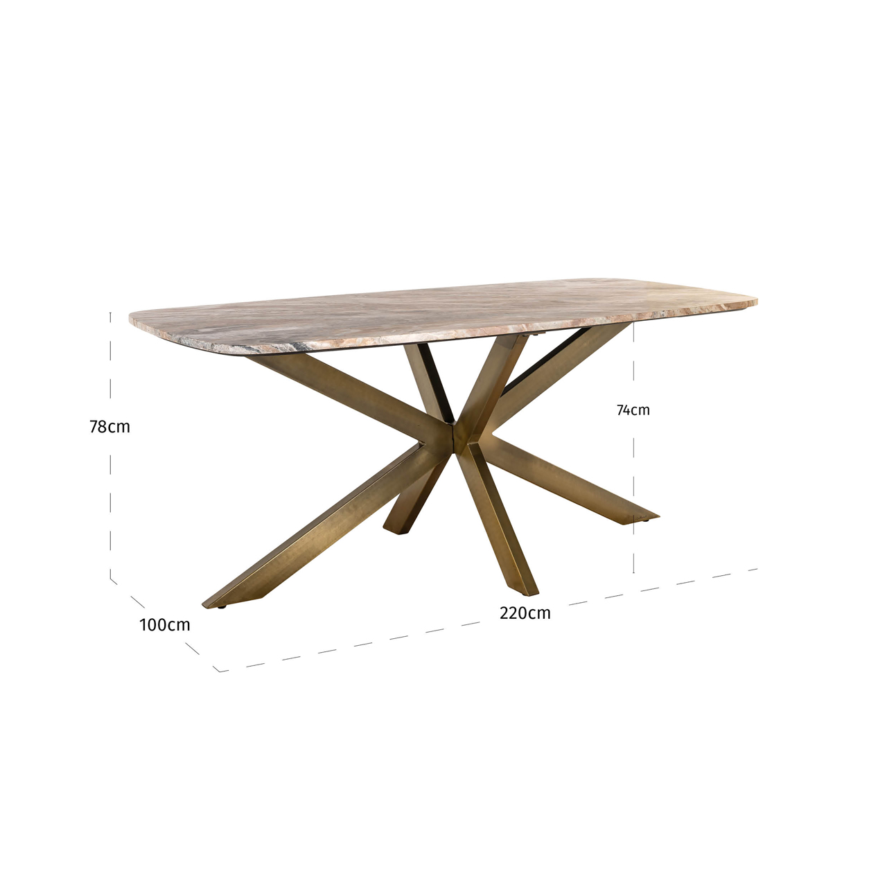 Deens Ovale Eettafel Bottega Marmer en brass - 220 cm - Afbeelding 5