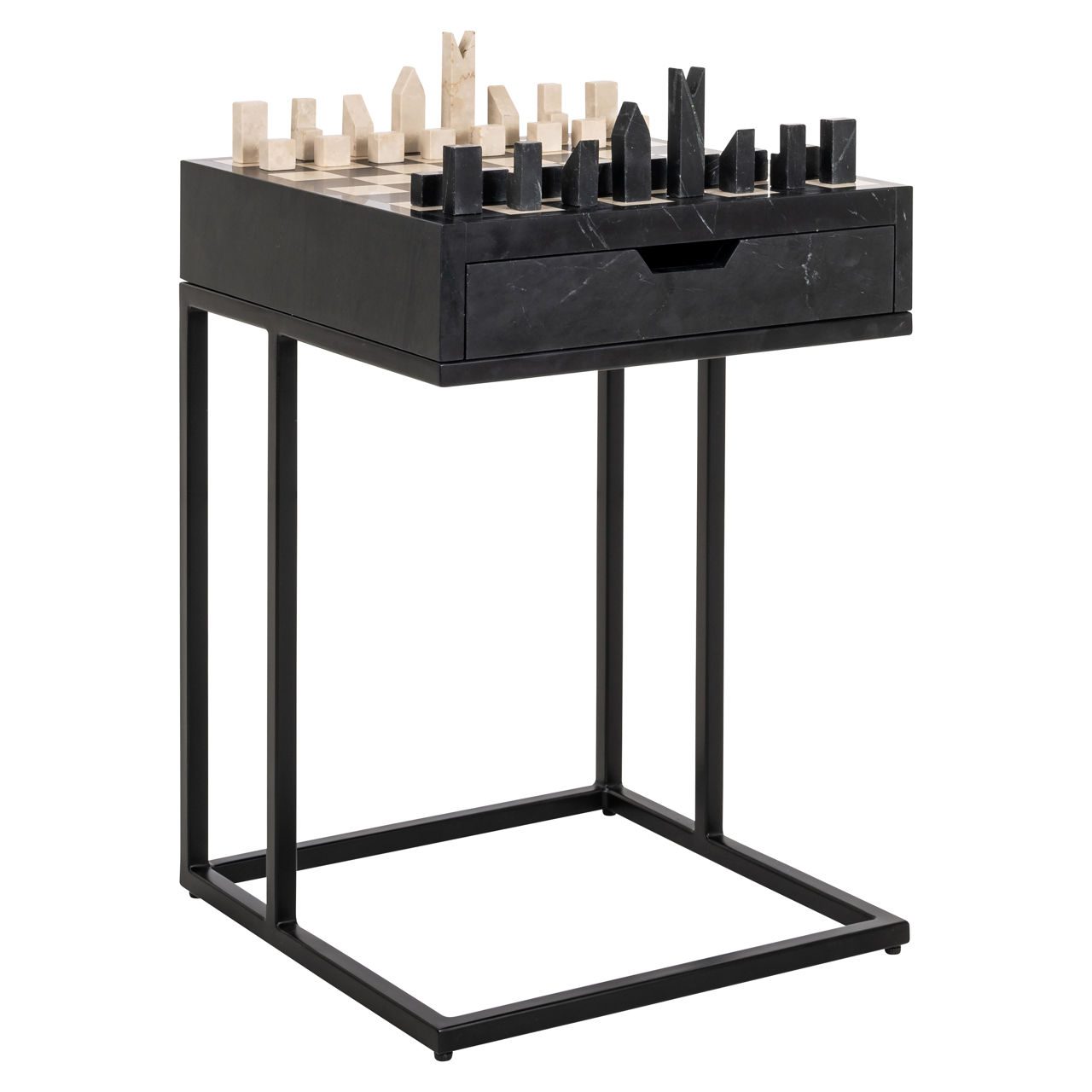 Bijzettafel/Schaaktafel Davos - zwart
