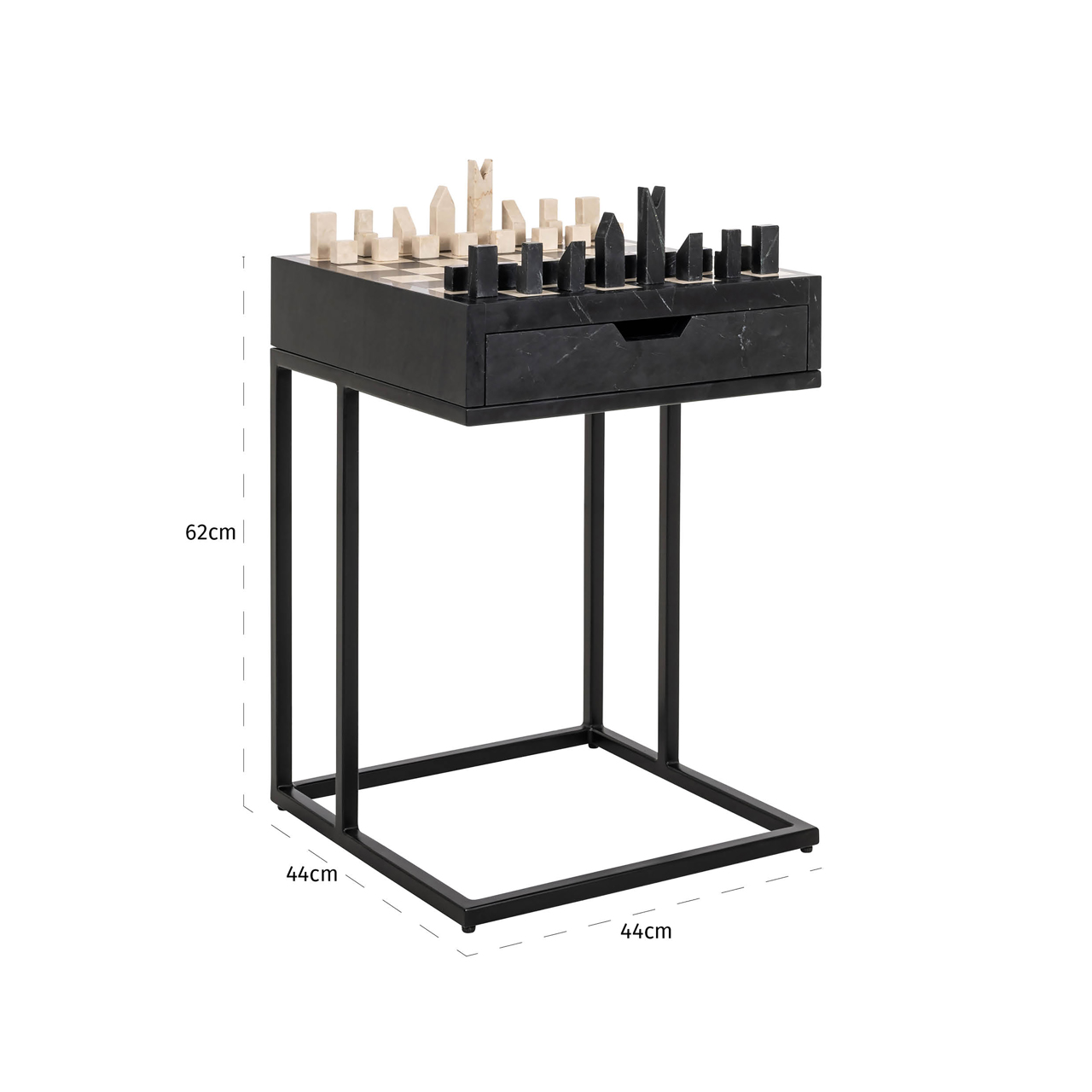 Bijzettafel/Schaaktafel Davos - zwart - Afbeelding 4