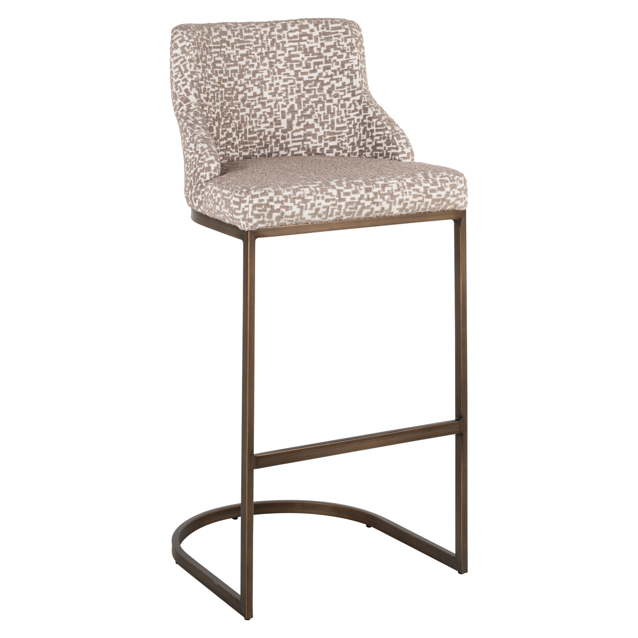 Barstoel Bolton Geo stof Naturel (zithoogte 77cm) (Set van 2 stuks) - Afbeelding 2