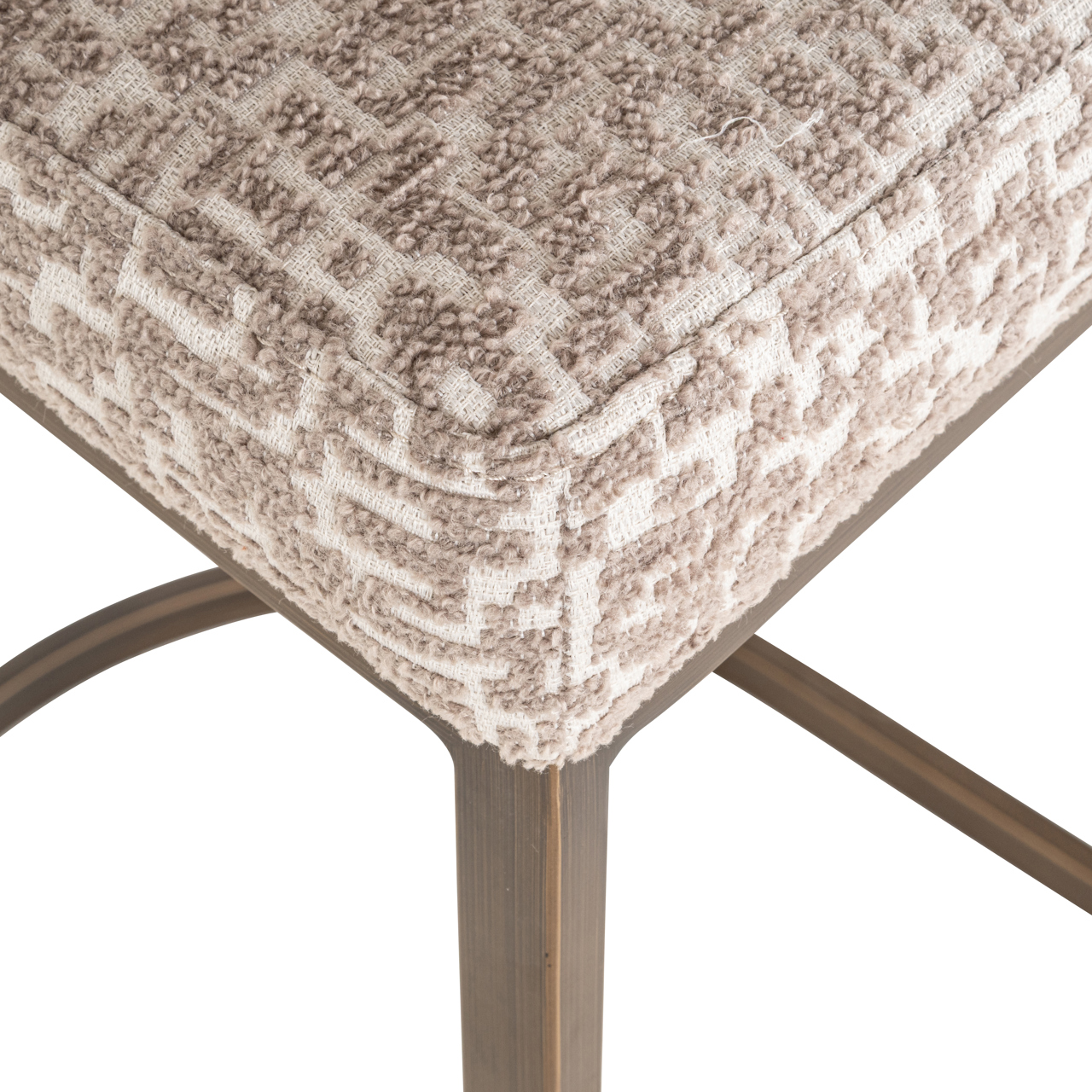 Barstoel Bolton Geo stof Naturel (zithoogte 77cm) (Set van 2 stuks) - Afbeelding 6