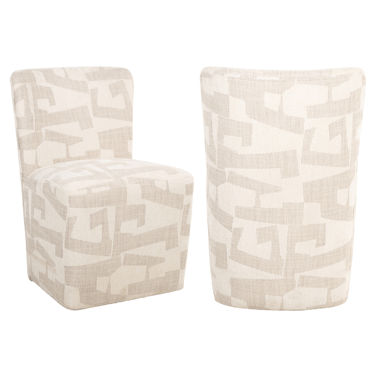 Eetkamerstoel Lorain Met wieltjes Graffic stof Beige