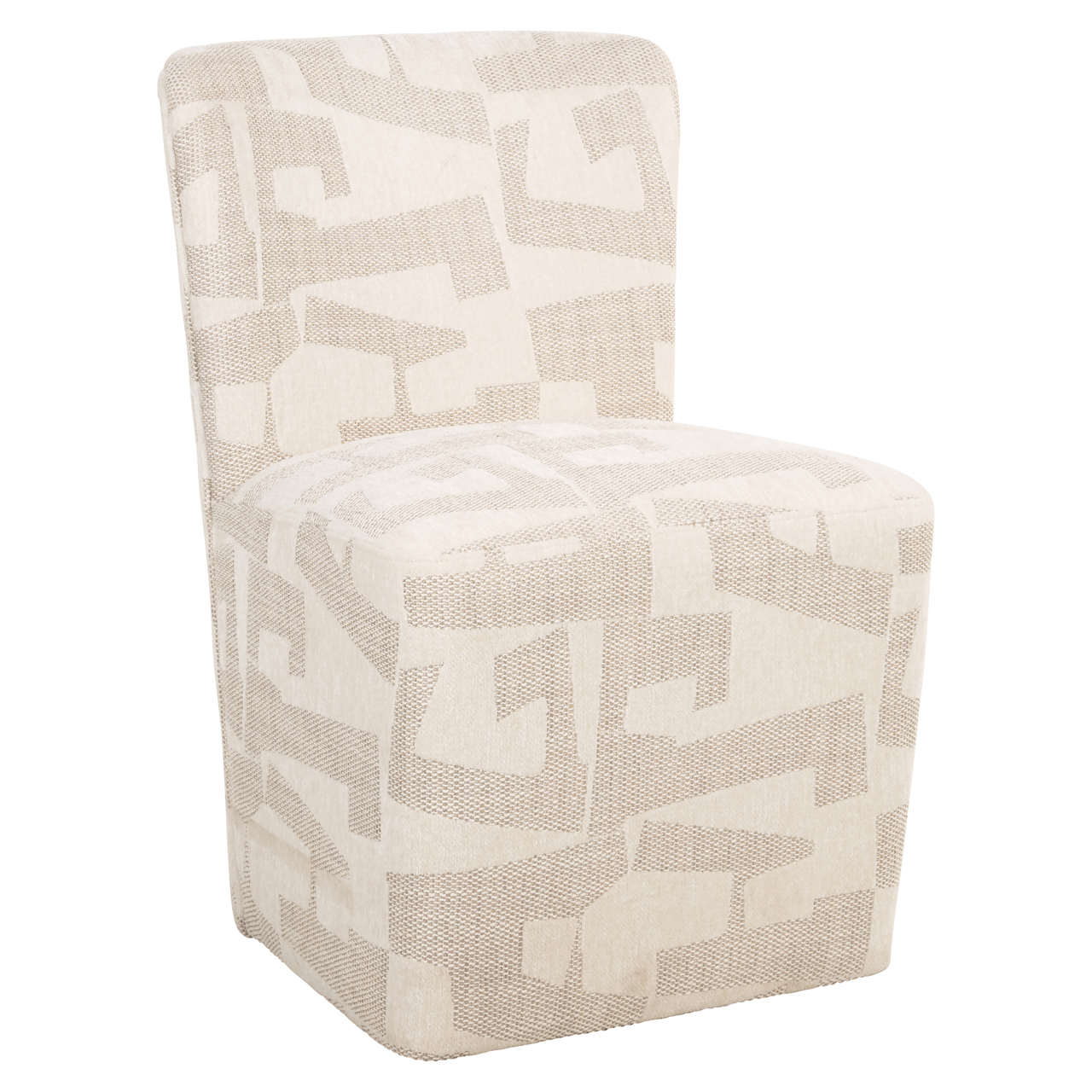Eetkamerstoel Lorain Met wieltjes Graffic stof Beige - Afbeelding 2