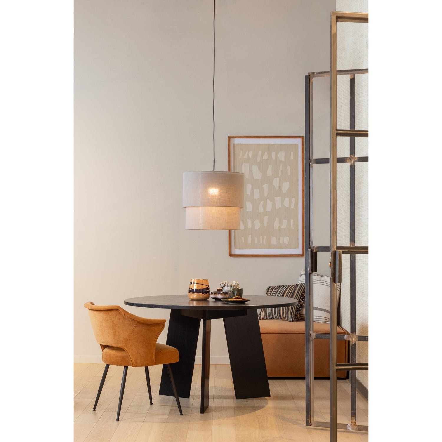 Ronde Eettafel Rhonda Eikenhout Ø129 cm - Zwart - Afbeelding 8