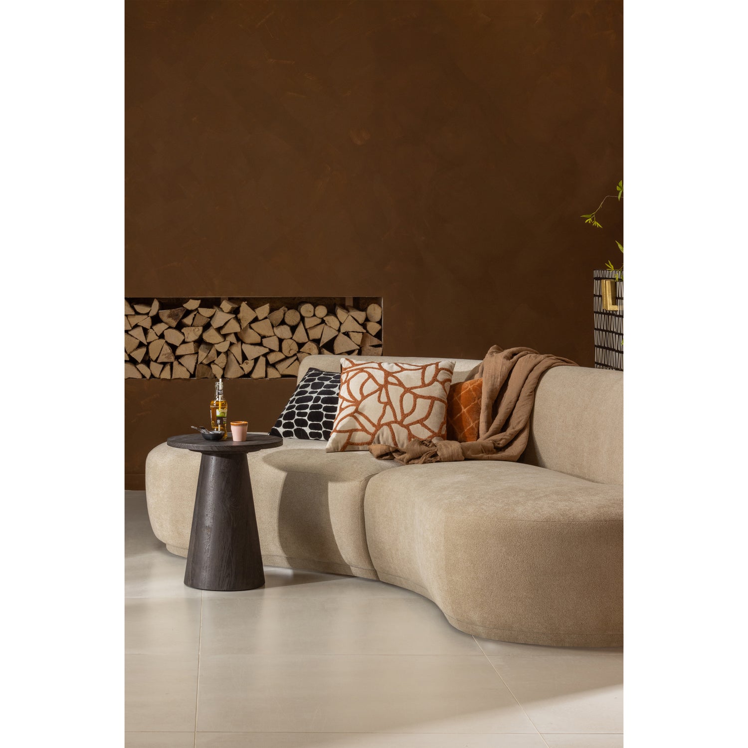 Ronde Salontafel Maan MDF 50x40 cm - Donkerbruin - Afbeelding 6