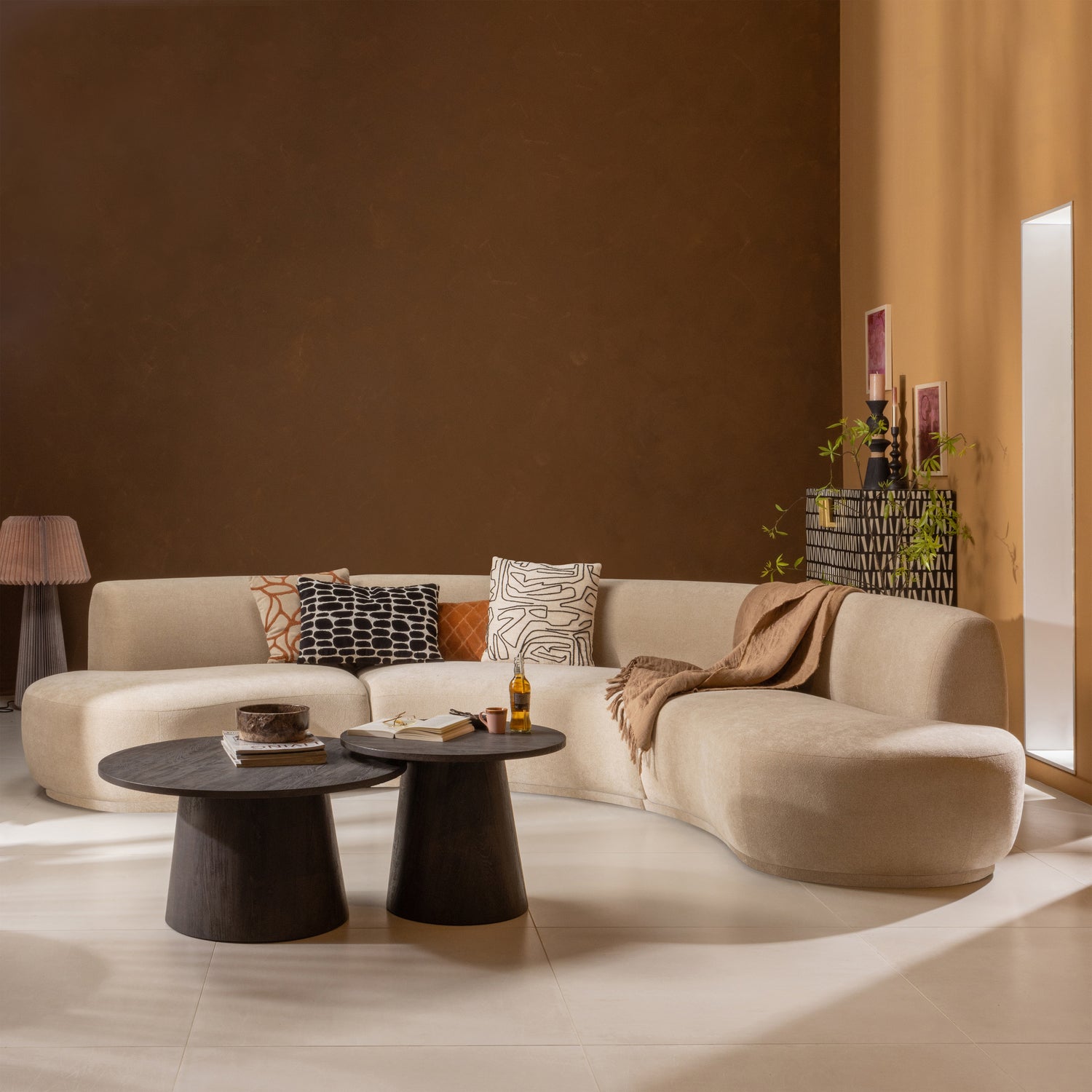 Ronde Salontafel Maan MDF 45xo60 cm - Donkerbruin - Afbeelding 5