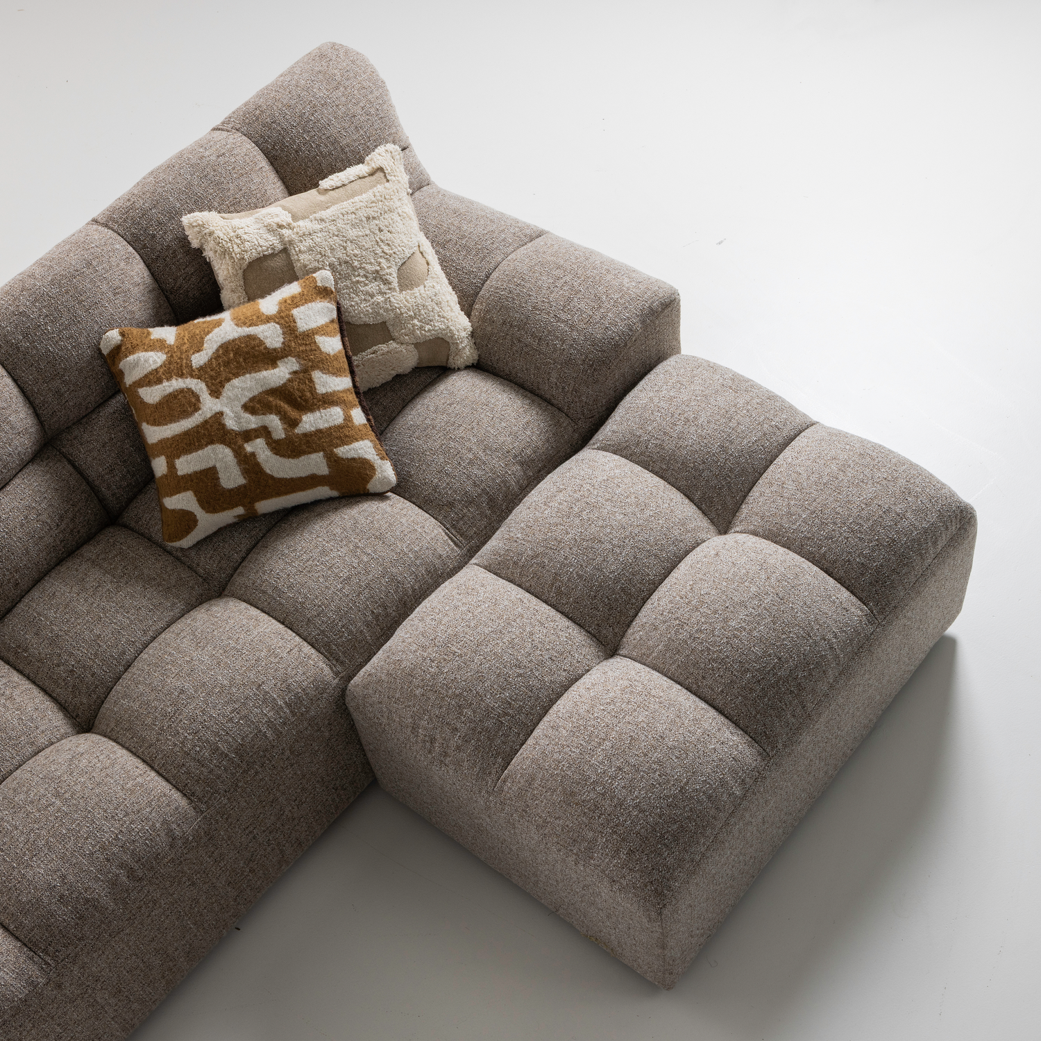 Hocker Allure Geweven Stof Melange - Bruin - Afbeelding 8