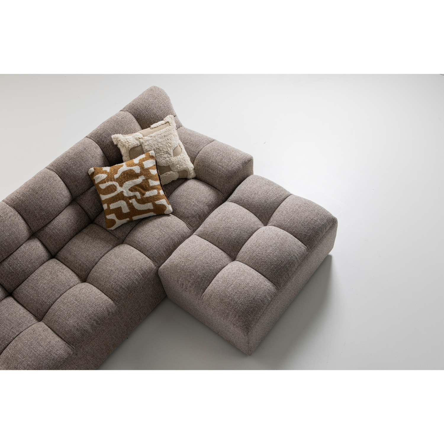 Hocker Allure Geweven Stof Melange - Bruin - Afbeelding 9