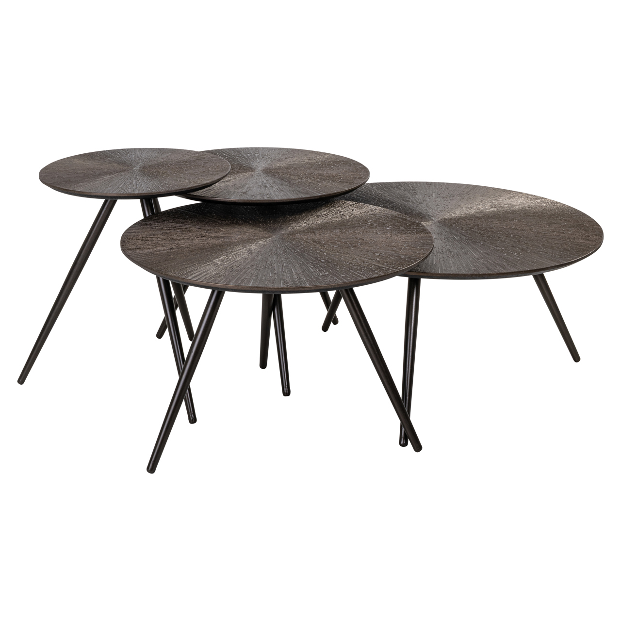 Ronde Salontafel Quadra - Bronze set van 4 stuks
