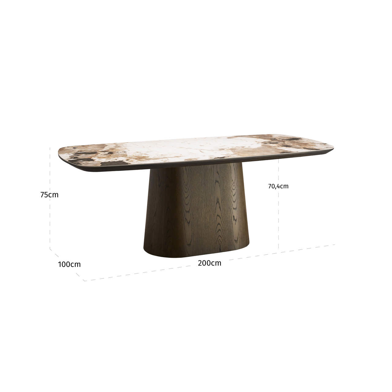 Deens Ovale Eettafel Langford Keramiek - Bruin 200cm - Afbeelding 7