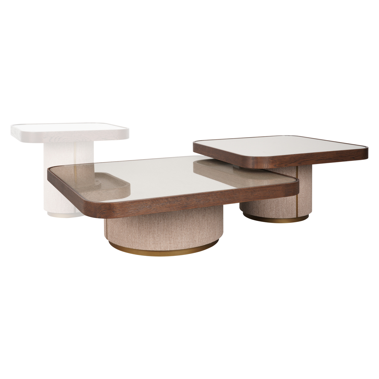 Salontafel Willox Linnen en eiken Set van 2 stuks - Afbeelding 6