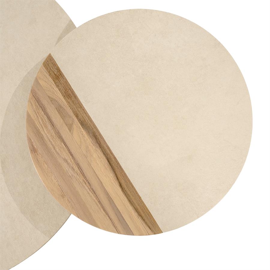 Organische Salontafel Diago Keramiek en teakhout, Set van 2 stuks - Afbeelding 6