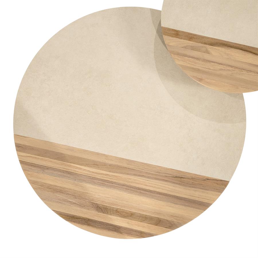 Organische Salontafel Diago Keramiek en teakhout, Set van 2 stuks - Afbeelding 7