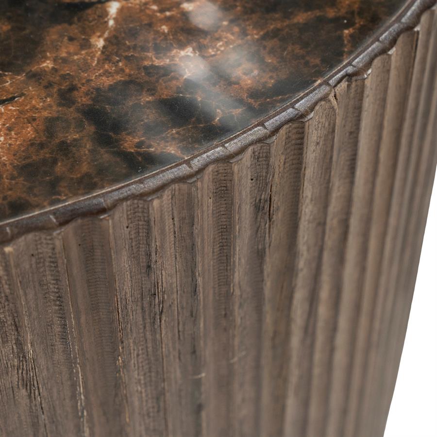 Organische Salontafel Nice Keramiek en teakhout - Bruin - Set van 2 stuks - Afbeelding 7
