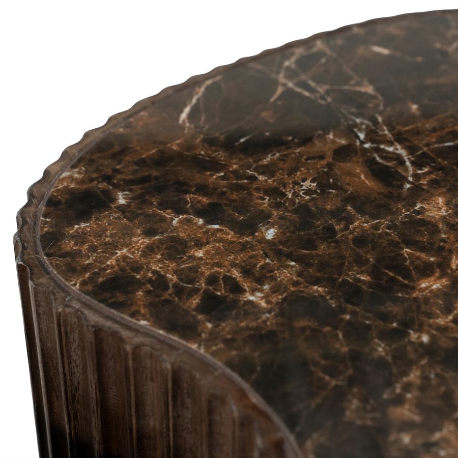 Organische Salontafel Nice Keramiek en teakhout - Bruin - Set van 2 stuks - Afbeelding 8
