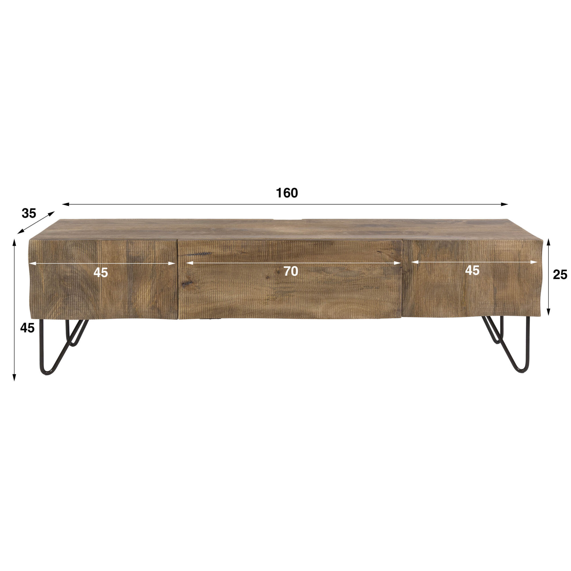 Zwevend TV-meubel Ocean Mangohout, 160cm - Afbeelding 7