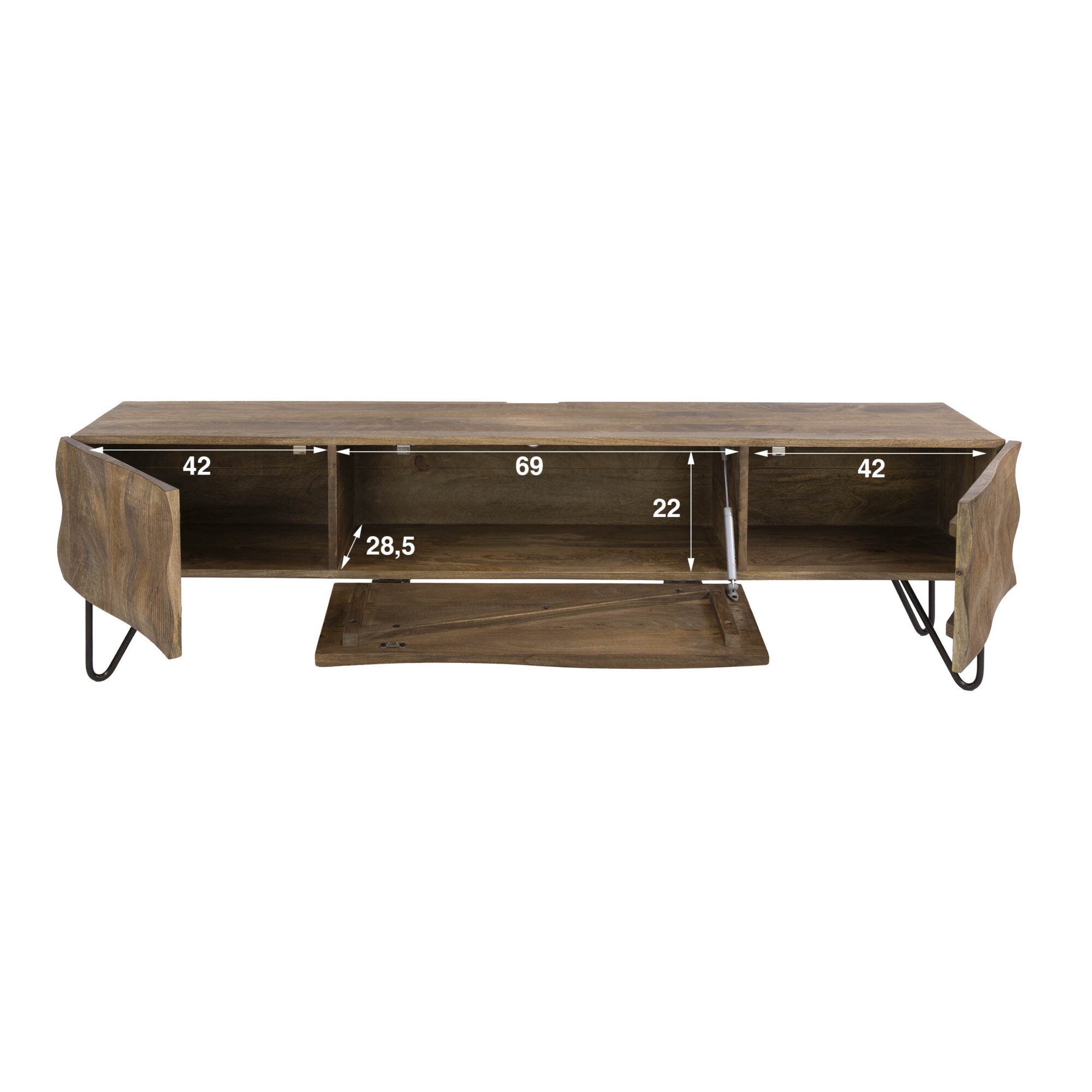 Zwevend TV-meubel Ocean Mangohout, 160cm - Afbeelding 9