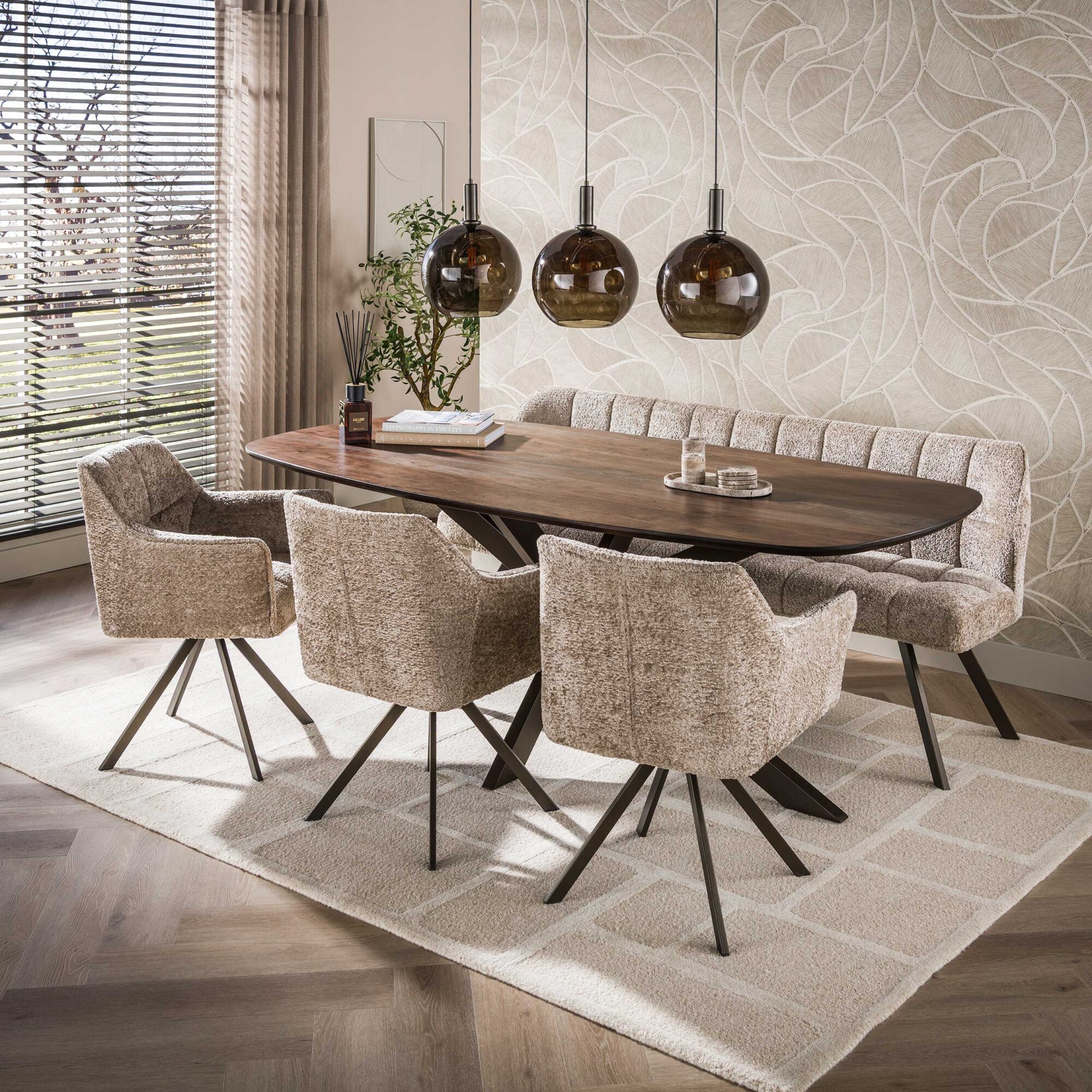 Eettafel Arhus Solid Deens ovaal, Acaciahout - Bruin - 215x90cm