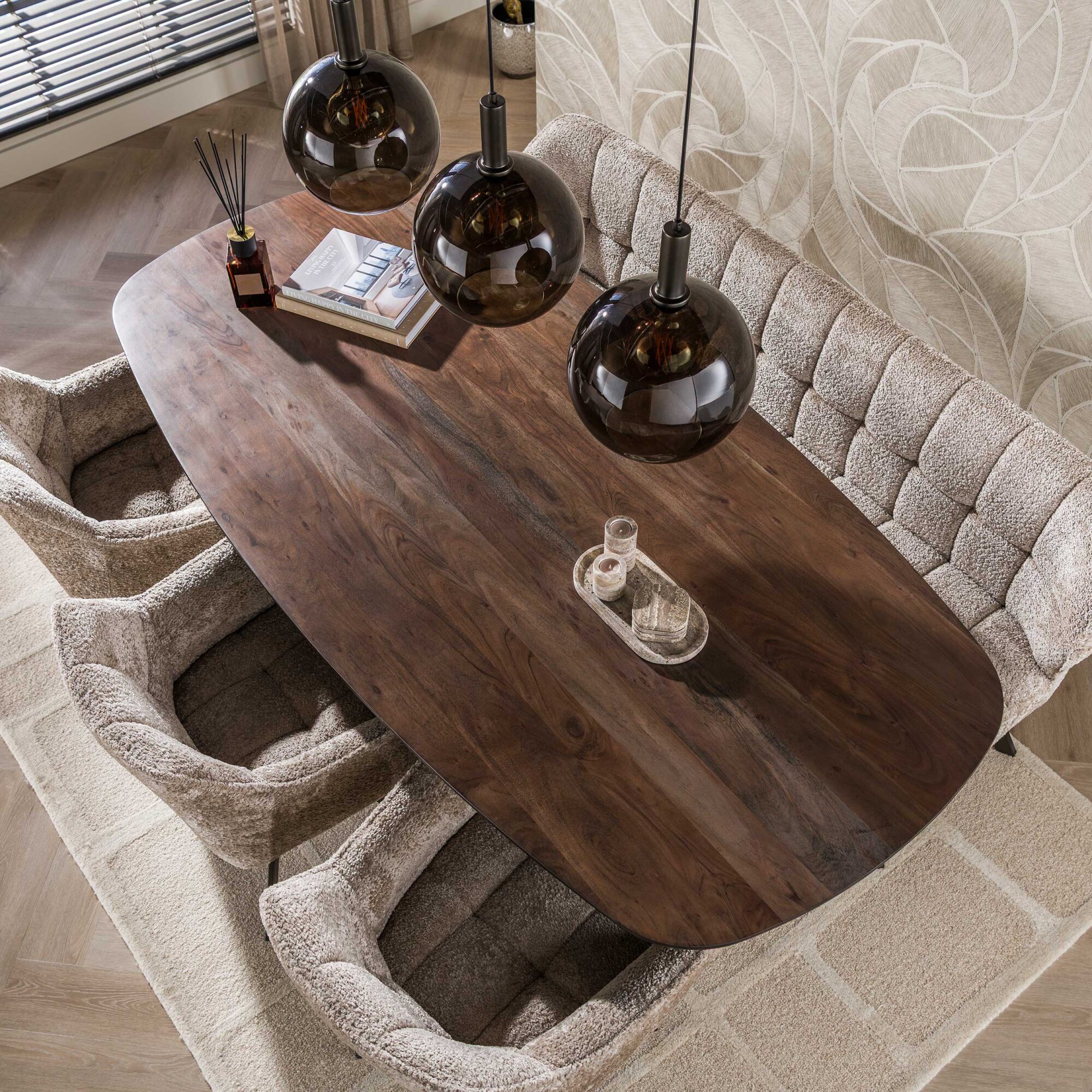 Eettafel Arhus Solid Deens ovaal, Acaciahout - Bruin - 215x90cm - Afbeelding 3