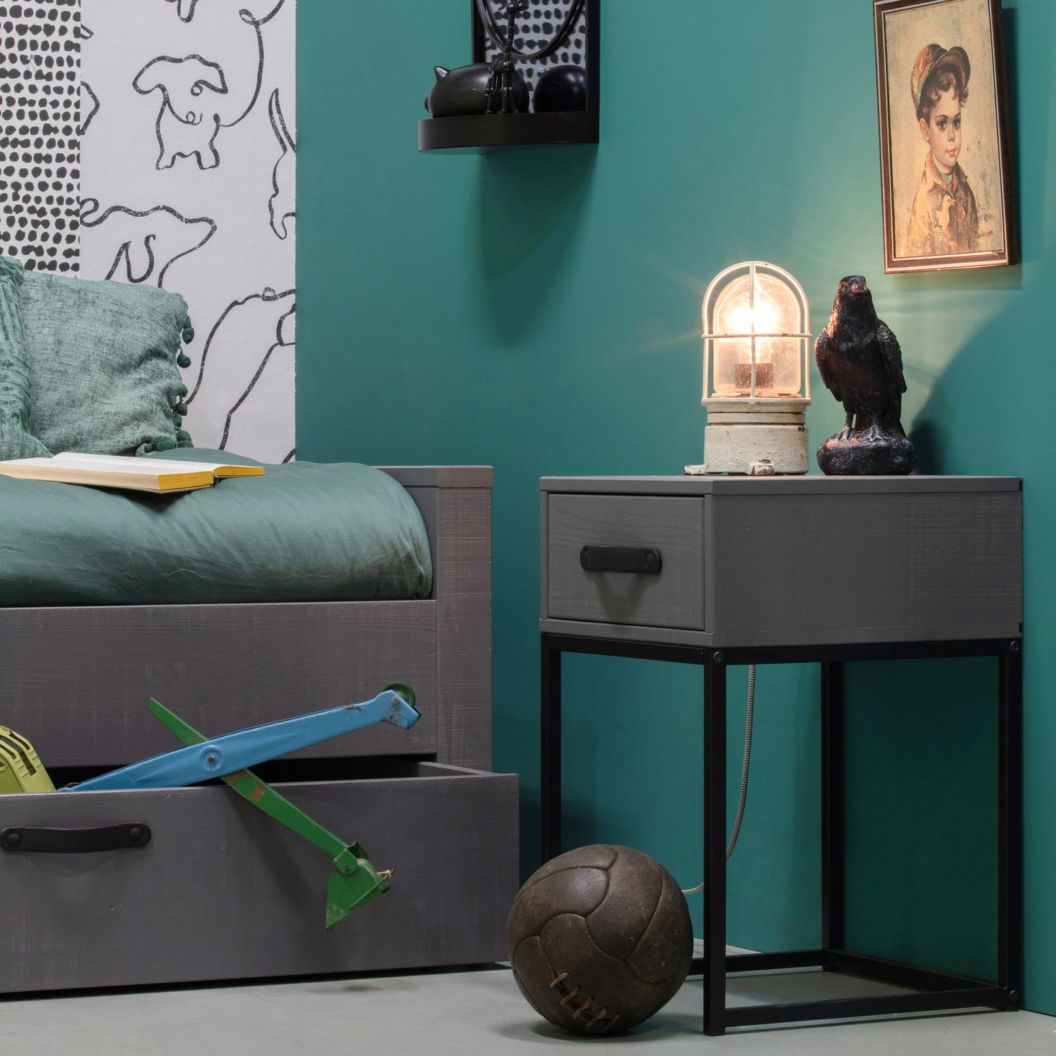 Eenpersoons Morris Grenen Metaal 90x200cm - Leem - Afbeelding 9